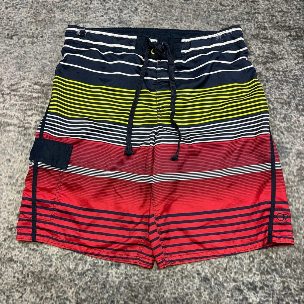 VTG Y2K Ocean Pacific Board‎ Shorts Mens Medium Striped Surf Skater Swim Trunks